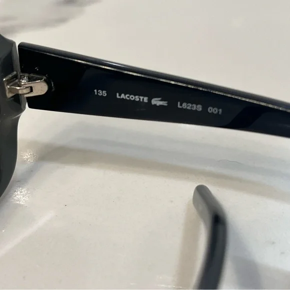 Lacoste L623S 001 Black Grey Sunglasses 56 16 135. Lenses Have‎ minor scratches - Picture 5 of 7